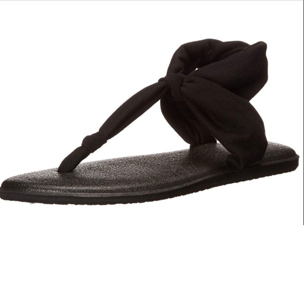 Sanuk Yoga Mat Sling Black 8 38 Beach Sandals Flip Flop Summer Spring Womens